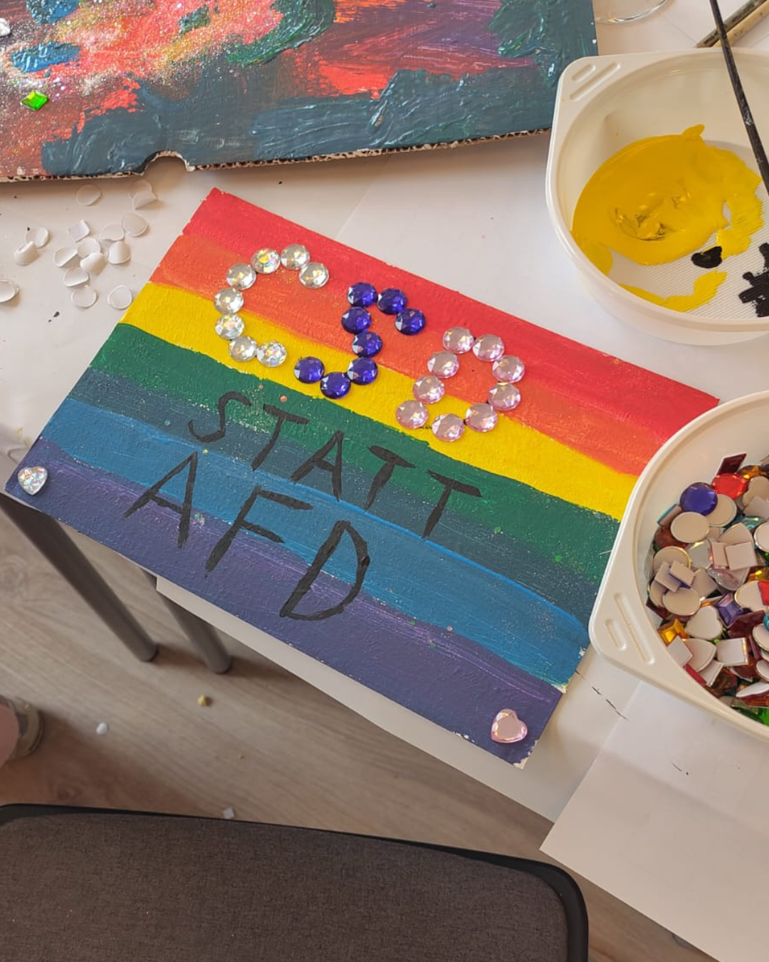 Demoschild "CSD statt AfD"